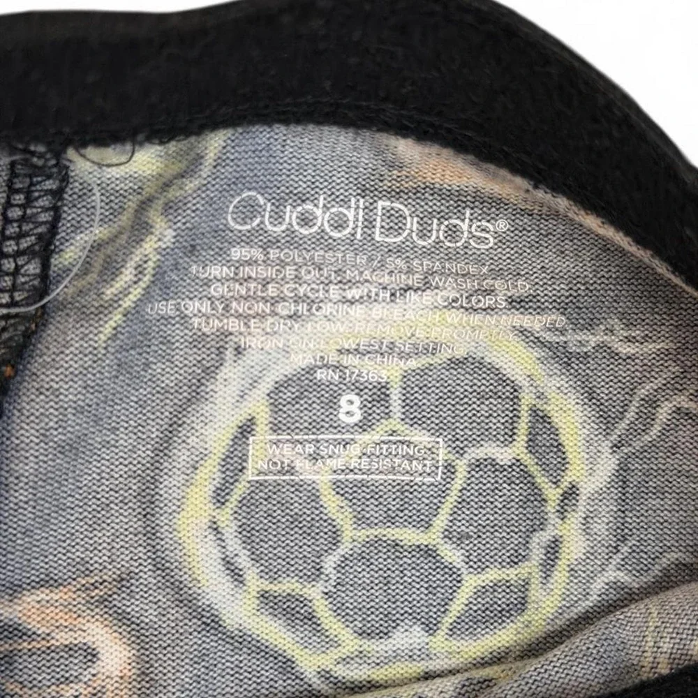 Cuddl Duds Boys Girls Size 8 Pajama Pants Black Flaming Sports Soccer BasketBall